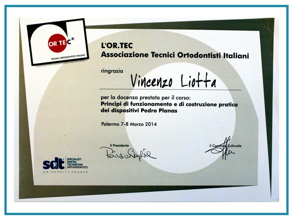 Le Certificazioni E Gli Attestati Del Laboratorio Ortodontico Liotta 